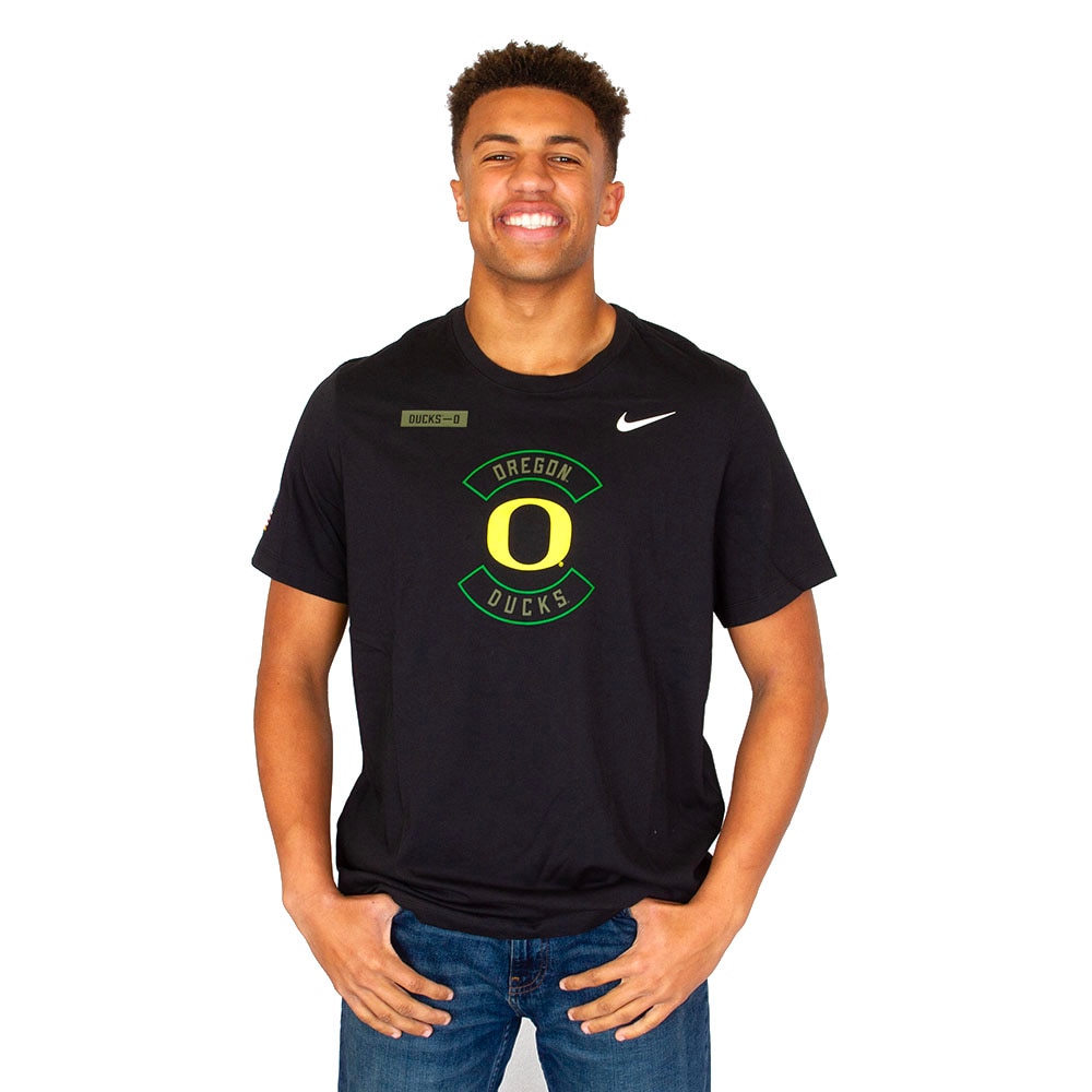 Classic Oregon O, Nike, Black, Crew Neck, Performance/Dri-FIT, Men, Legend, Military Appreciation, T-Shirt, 928855